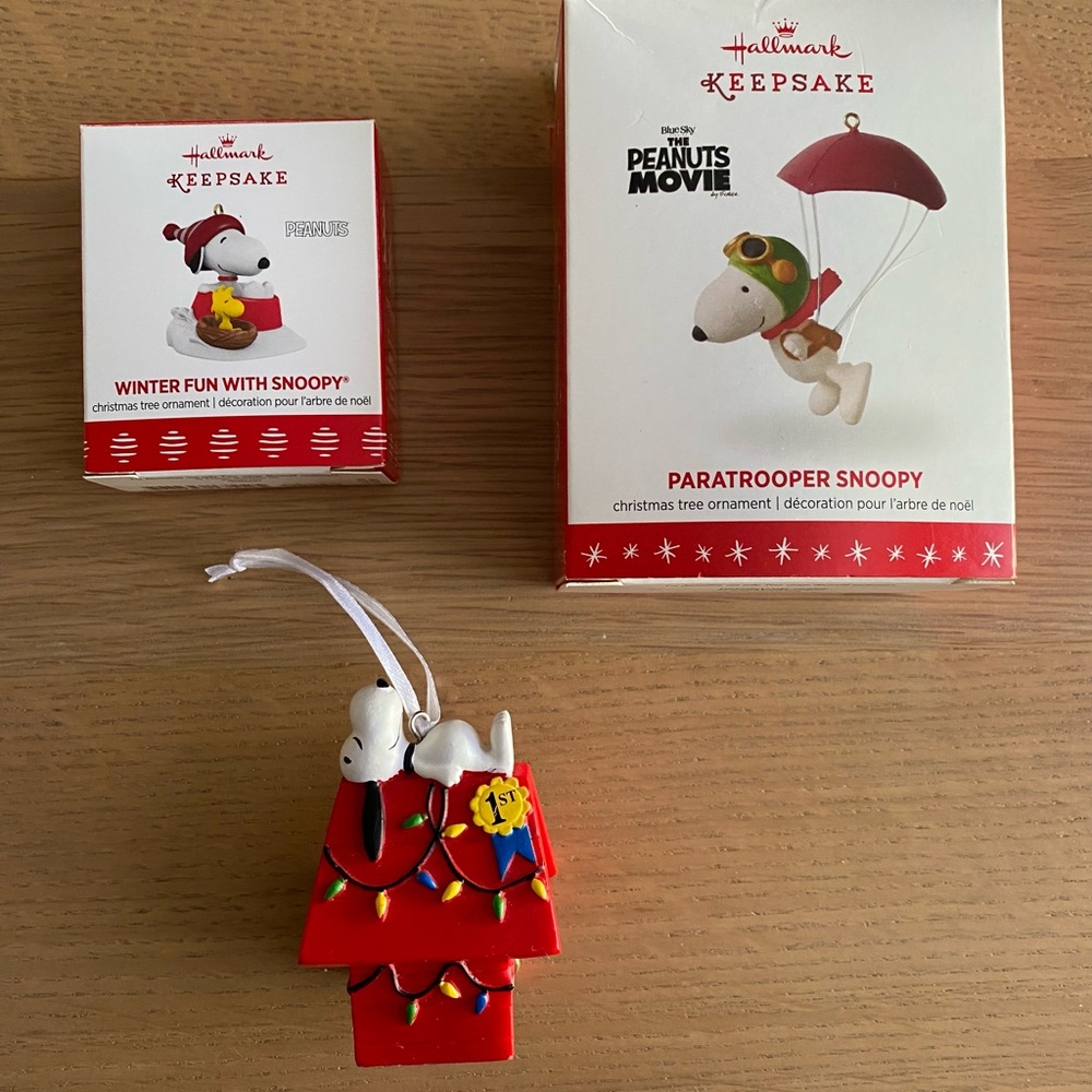 SOLD Set of 3 Peanuts Snoopy Woodstock Hallmark Ornaments 2016-2017